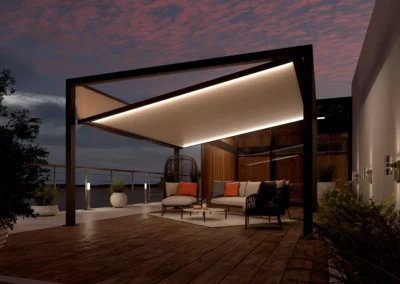 Q.bus Milieu Dachterrasse Stoff 1 Nachtaufnahme NovaLight